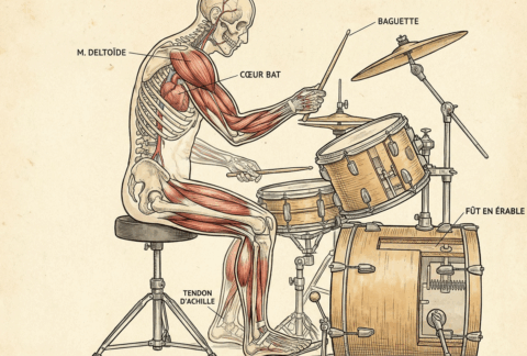 Bien se placer a la batterie - schéma anatomique