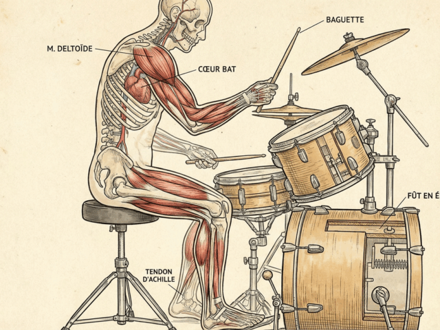 Bien se placer a la batterie - schéma anatomique